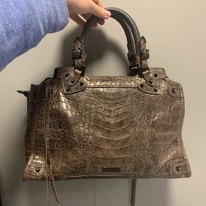 Rebecca Minkoff brown leather croc satchel